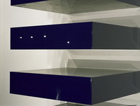 Odradek: Liam Gillick’s Odradek Wall reflected in Donald Judd’s Blue Stack Piece; 23 September 1998