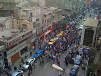 Peaceful demonstration on Wednesday 26 Jan, passing down the street in front of the CIC
