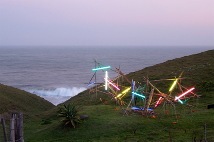 Installation view of Pneuma Somnambull: Nomadic Structures, Mpande Bay, Transkei
