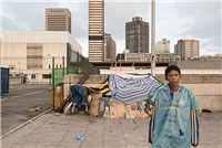 Young boy and his 'home', station precinct, Cape Town city centre